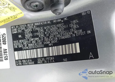 2012 Toyota Sienna Xle V6 8 Passenger from USA, damaged, VIN 5TDYK3DCXCS260040